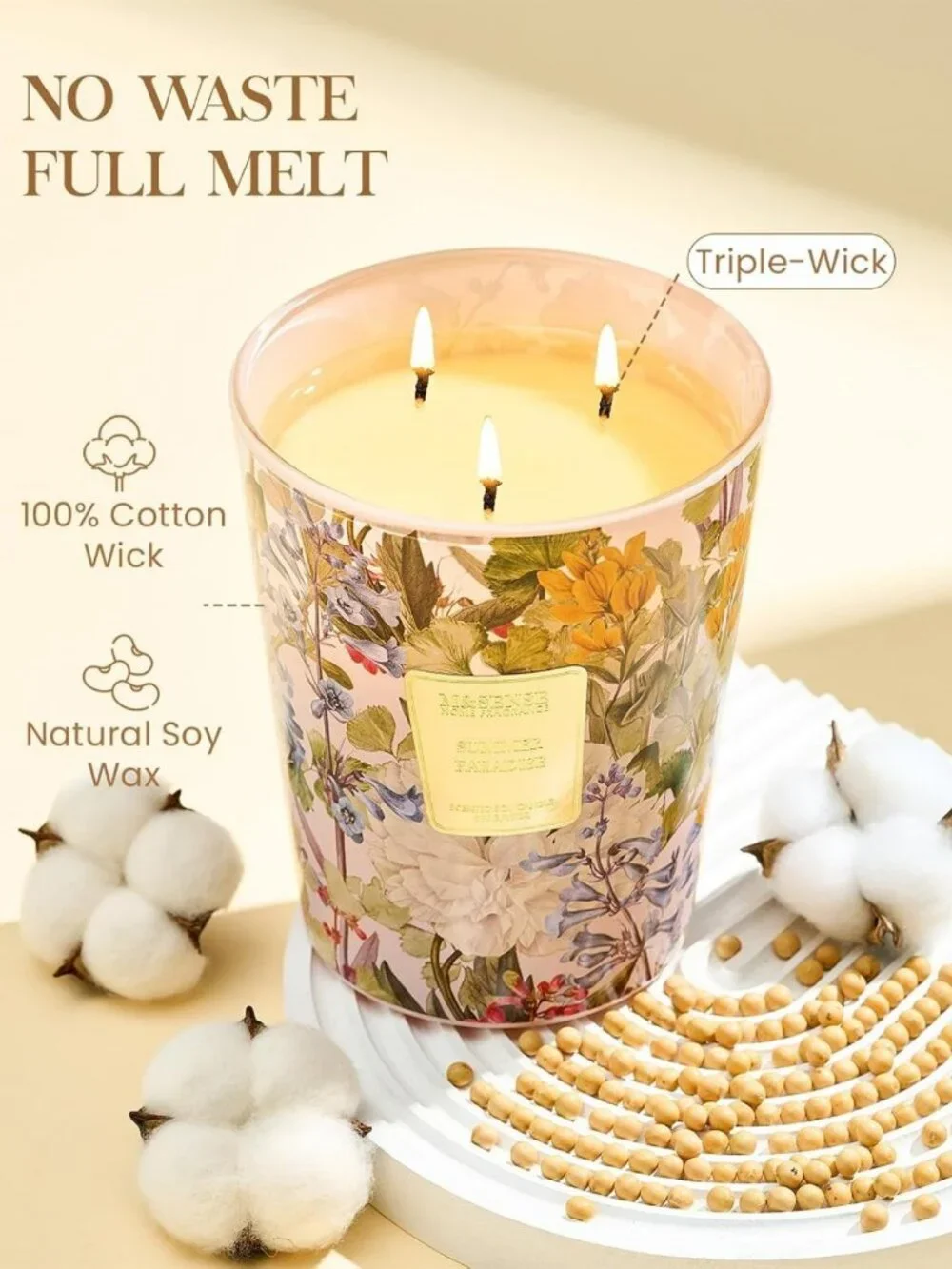 Tropical Paradise Soy Candle 35oz | 3-Wick Large Jar, Long Burn, Non-Toxic Home